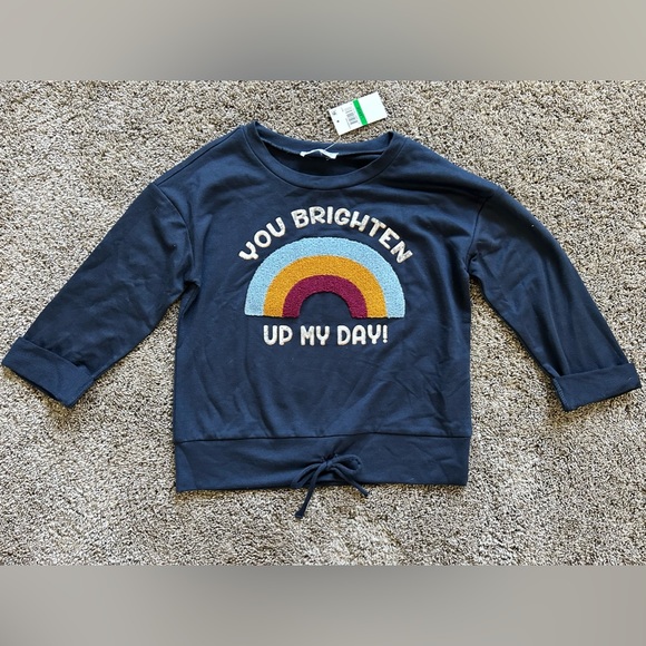 NWT Chenille Patch Shirt Size YL Navy Rainbow - Picture 1 of 3